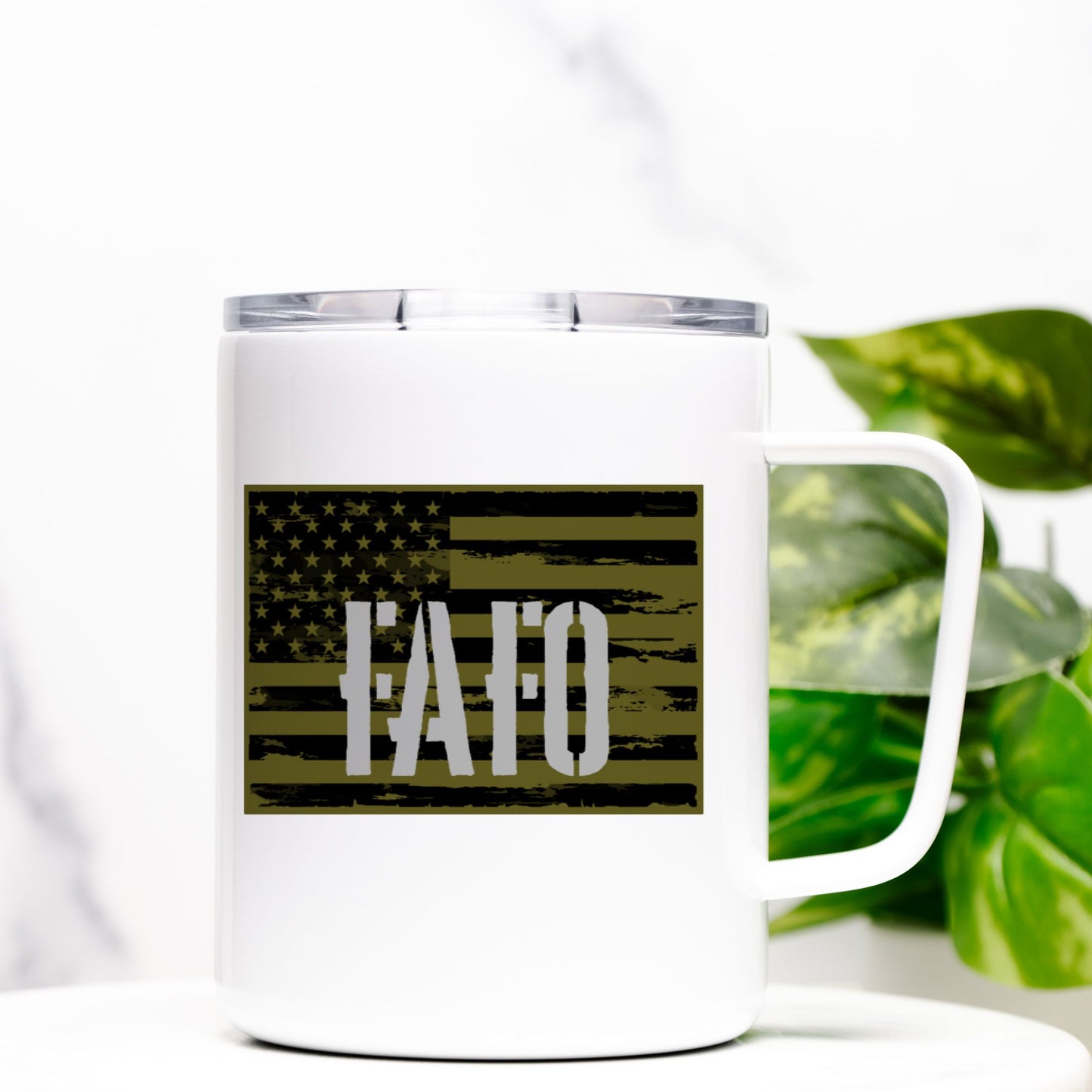 Travel Mug - "FAFO American Flag" (Olive Green)