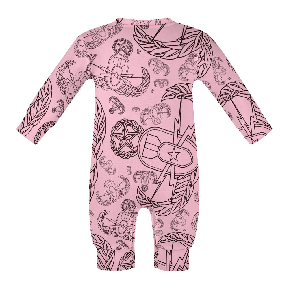 Baby Romper - "EOD Mixed Badges" (Black on Baby Pink)
