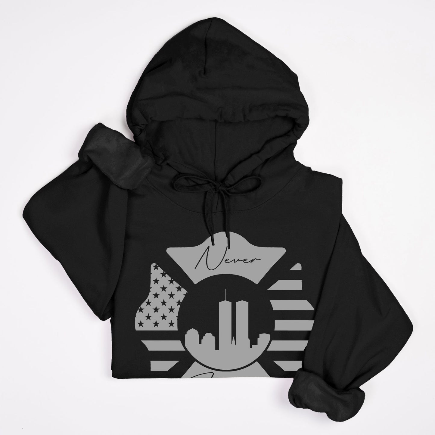 Hoodie - "Never Forget" (Grey on Black)