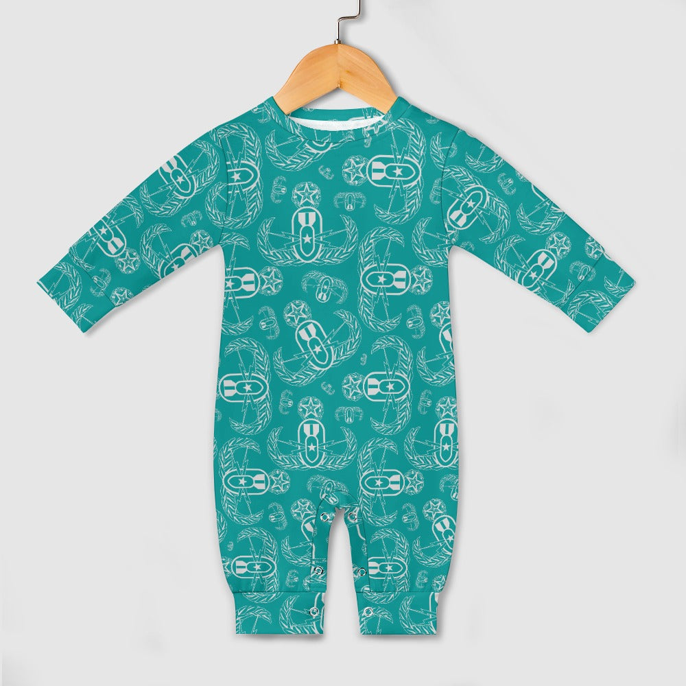 Baby Romper - "EOD Badges X 3" (Grey on Teal)