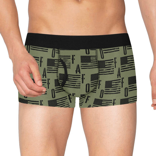 Men's Boxer Briefs with Fly - "FAFO American Flag" (Olive)