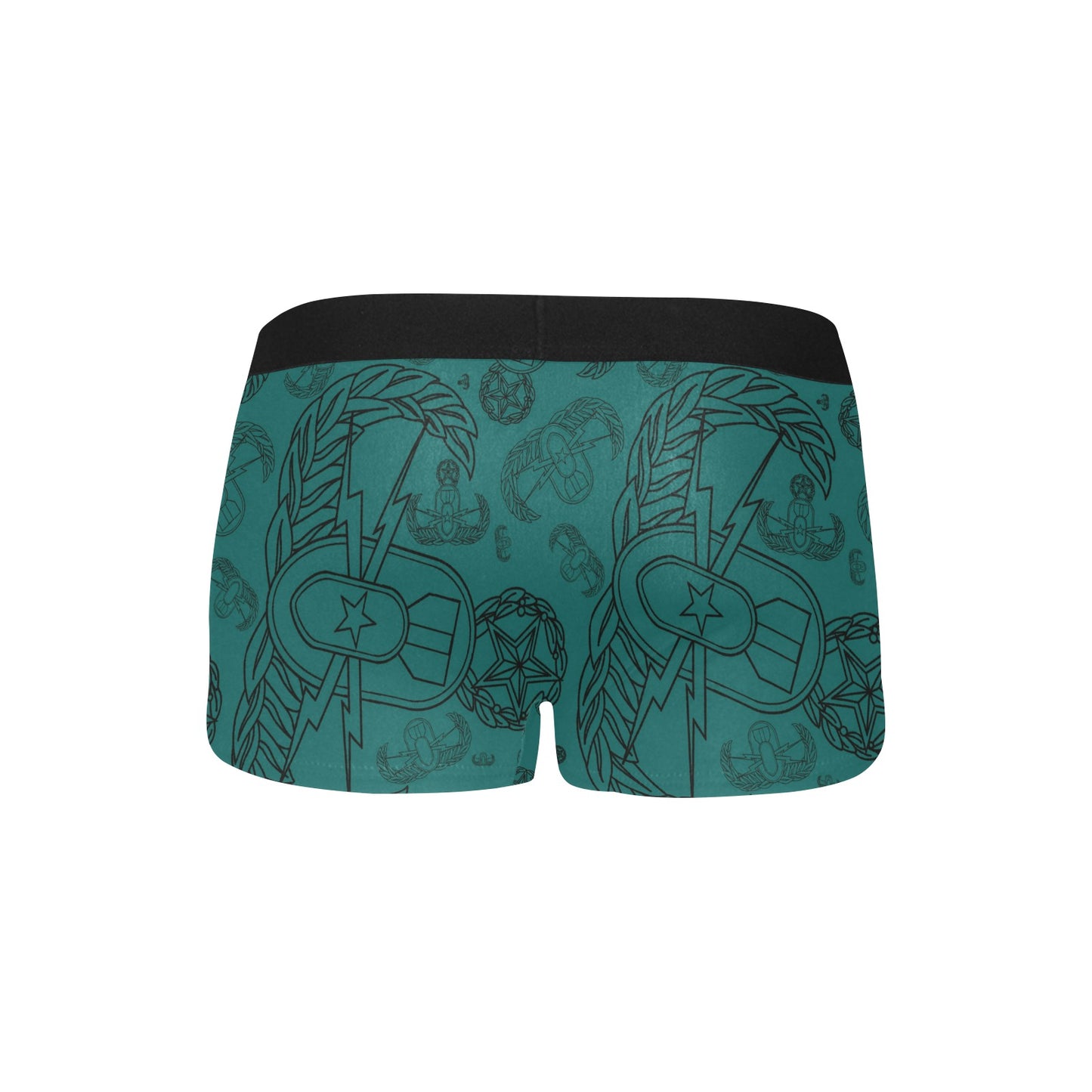 Men's Boxer Briefs with Fly - "EOD Mixed Badges" (Black on Teal)