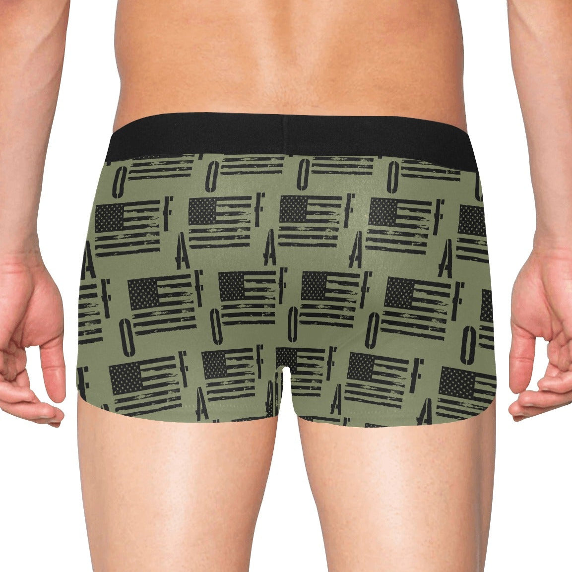 Men's Boxer Briefs with Fly - "FAFO American Flag" (Olive)