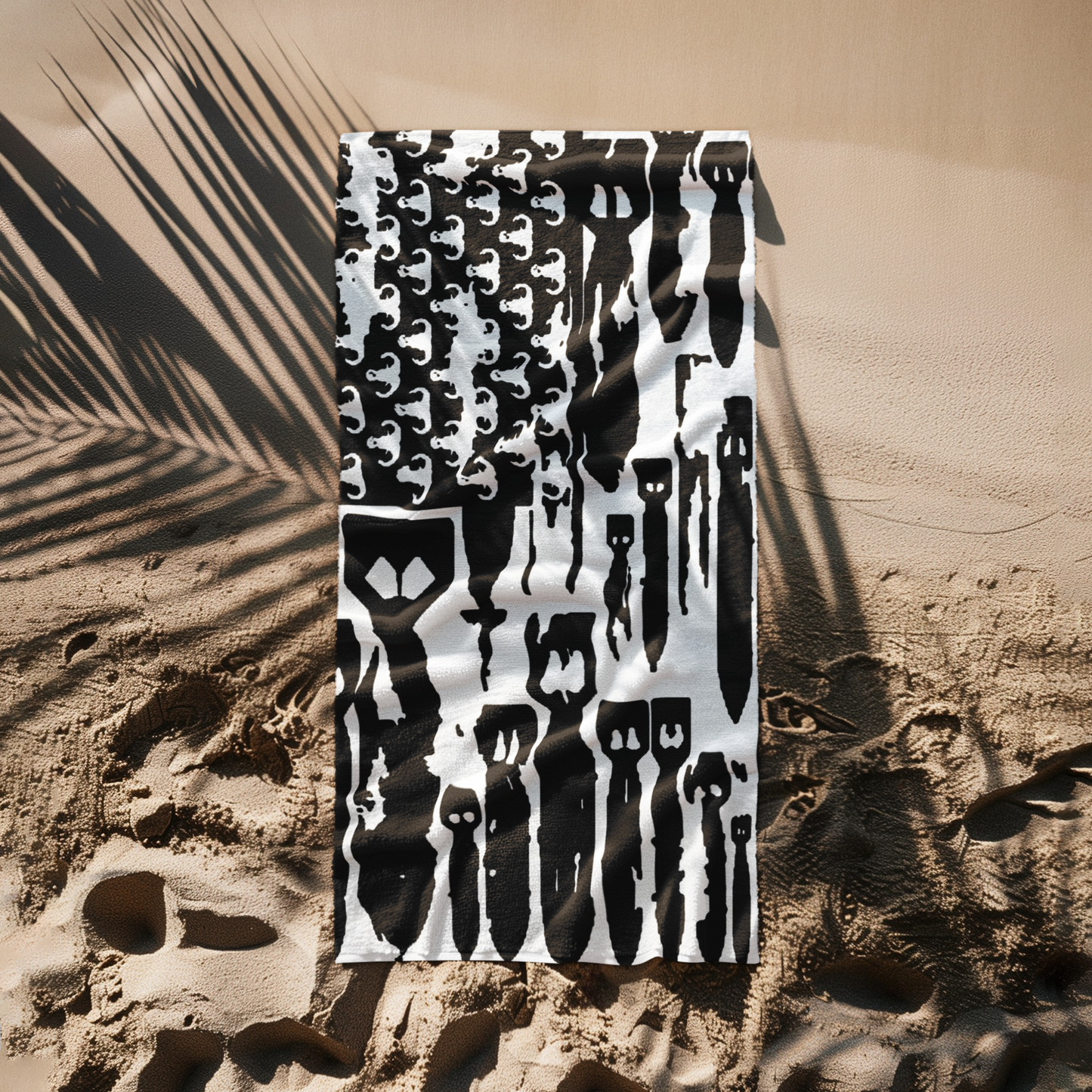 Beach Towel - "EOD Bomb Flag" Black on White