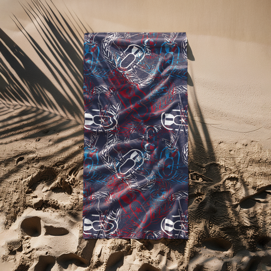 Beach Towel - "It's 5 o'clock Somewhere" Red, White, and Blues