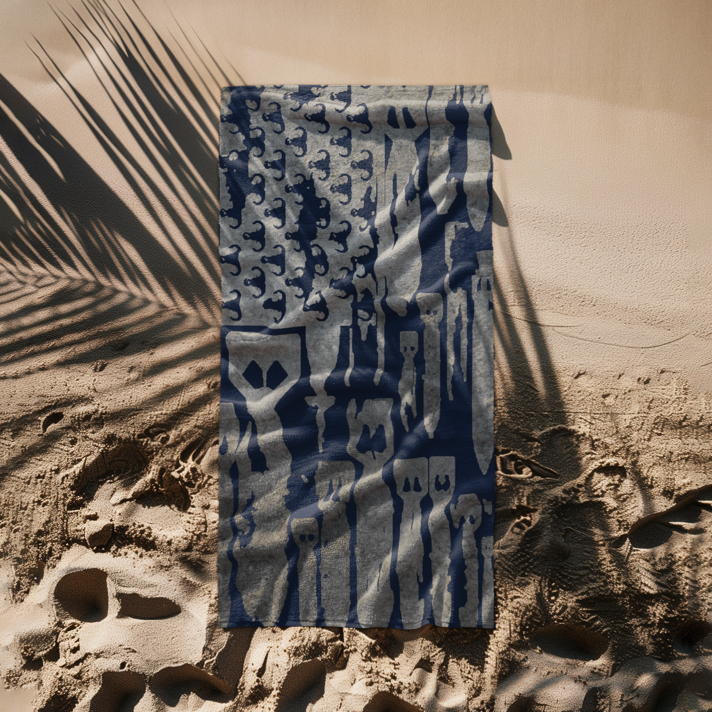 Beach Towel - "EOD Bomb Flag" Grey on Navy