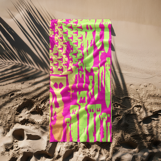 Beach Towel - "EOD Bomb Flag" Neon Pink