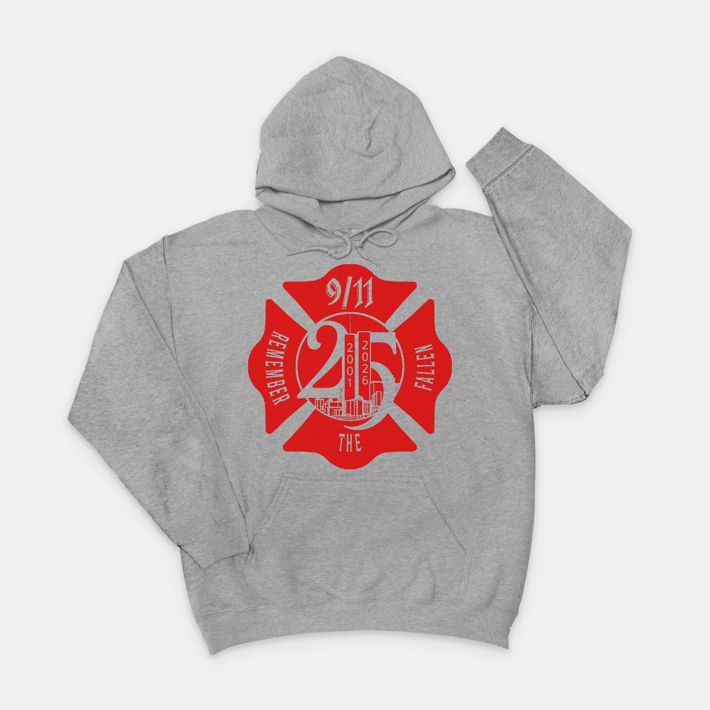 Hoodie - "Remember the Fallen"(Limited 9/11 25th Year Edition) (Red on Grey)