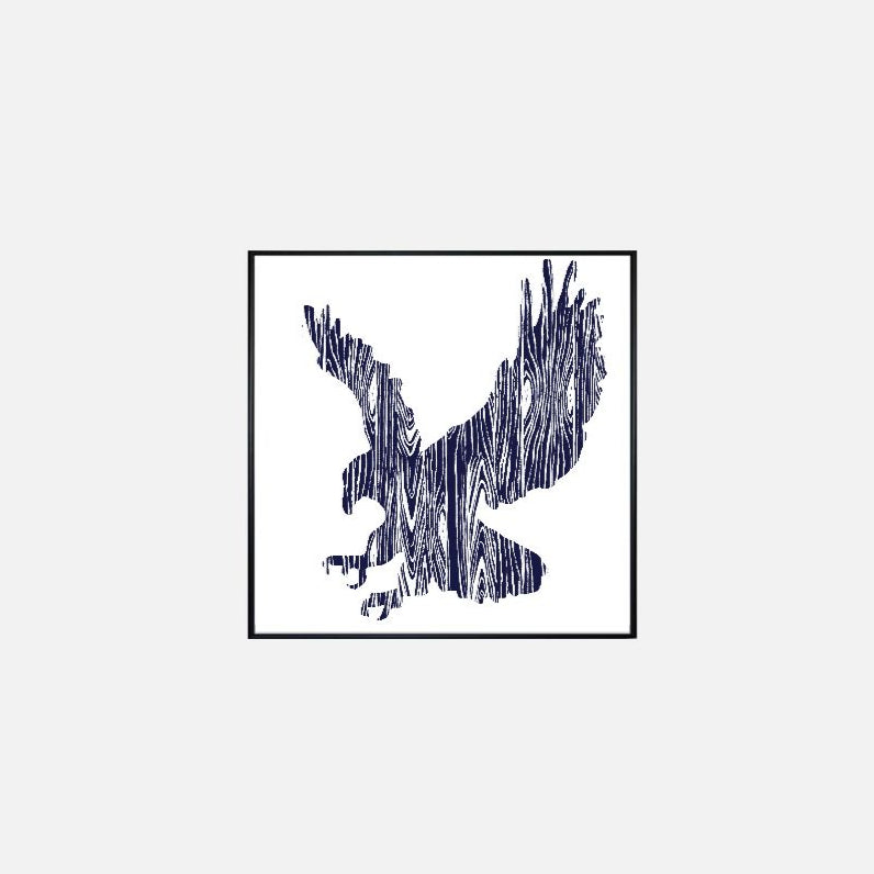 Print (12" x 12") - "Wood Grain Eagle" (Navy)