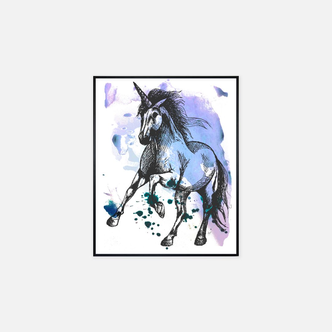 Print (16" x 20") - "Unicorn on Paint"