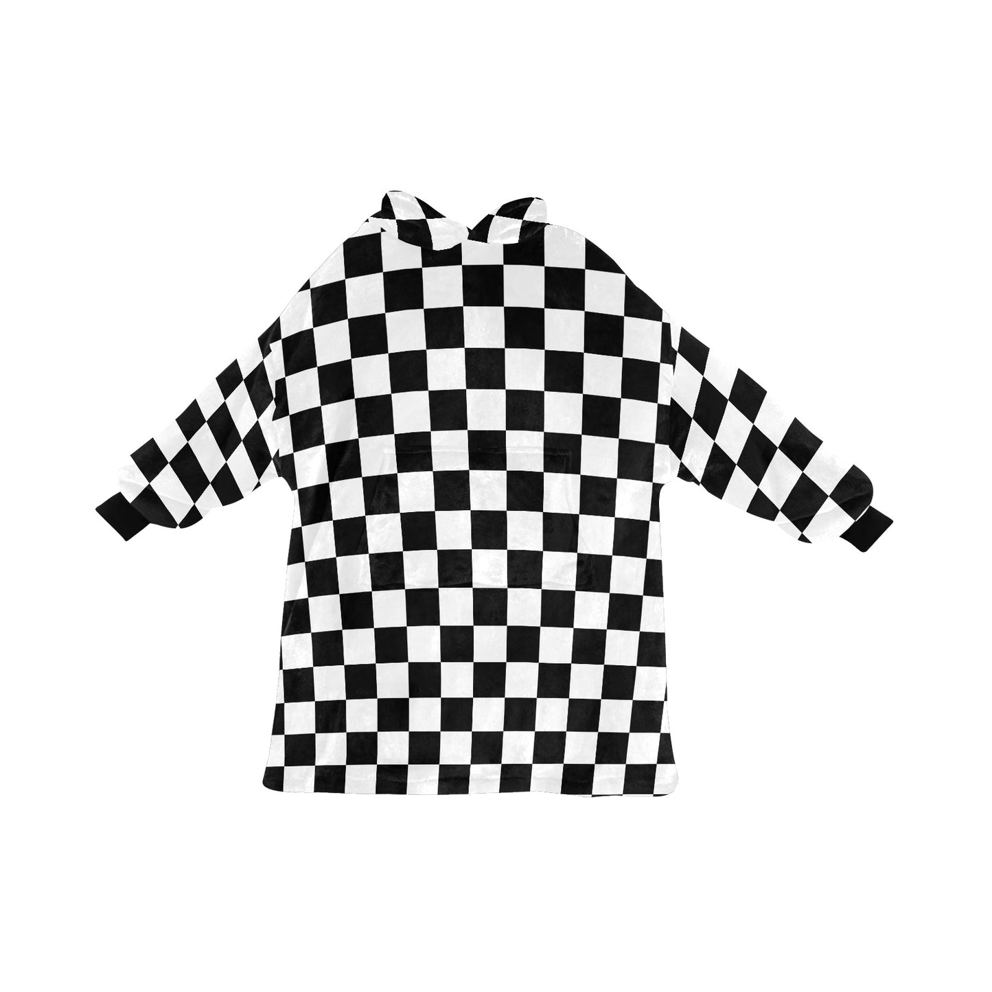 Oversized Sherpa Hooded Blanket (Adult) - "Checkered Flag"