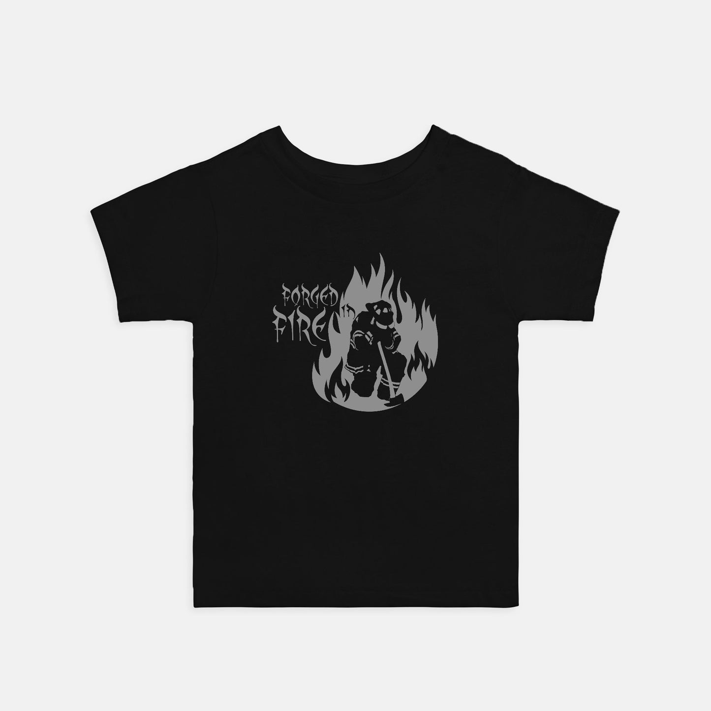 Toddler T-shirt - "Forged in Fire" (Grey on Black)