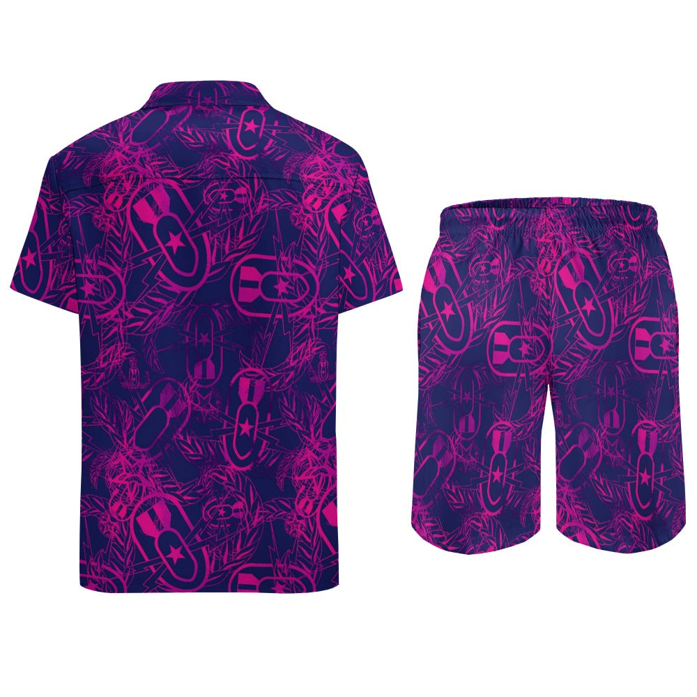 Leisure Beach Suit - "It's 5 o'clock Somewhere" (Pink on Purple)