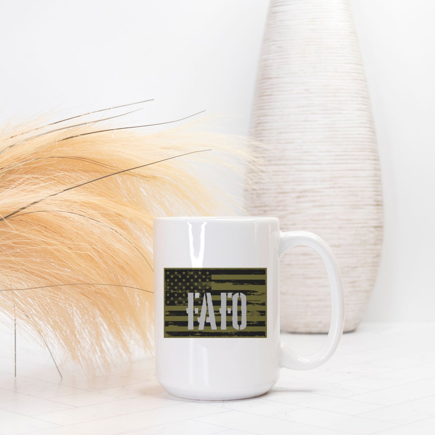 Mug - "FAFO American Flag" (Olive Green)
