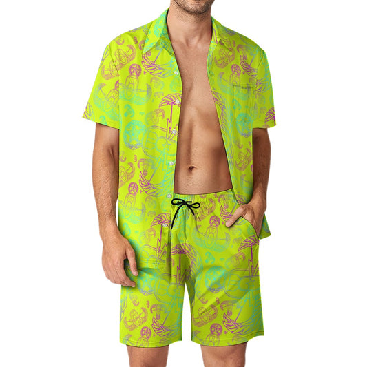 Leisure Beach Suit - "EOD Mixed Badges" (Rainbow on Yellow)