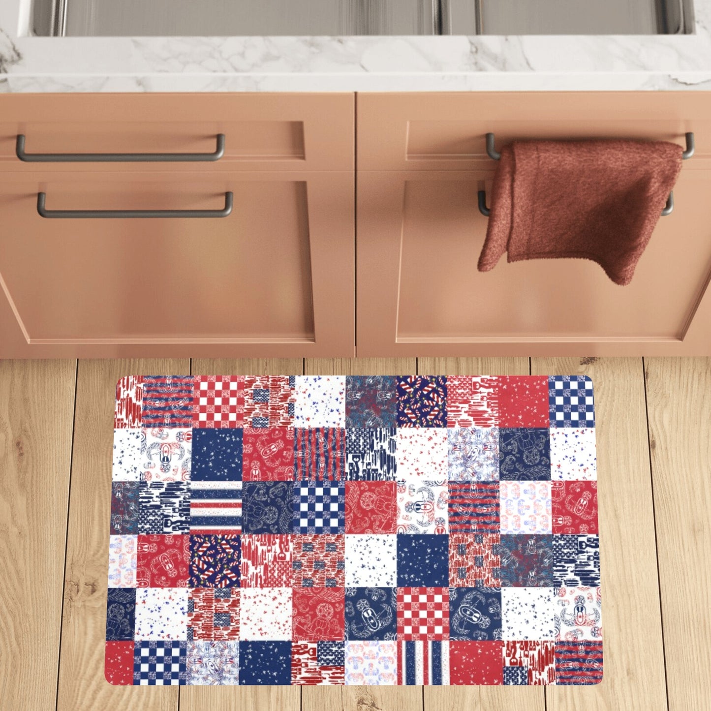 Indoor/Outdoor Mat - "EOD Patchwork" (Red, White, & Blue)