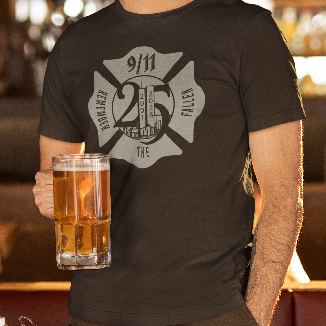 Soft T-shirt - "Remember the Fallen" (Grey) (Limited 9/11 25th Year Edition)