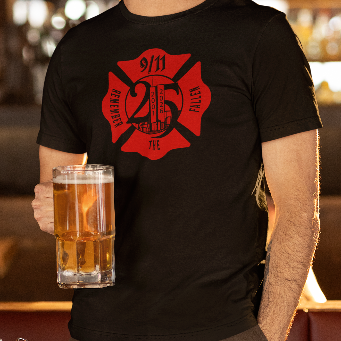 Soft T-shirt - "Remember the Fallen" (Red) (Limited 9/11 25th Year Edition)