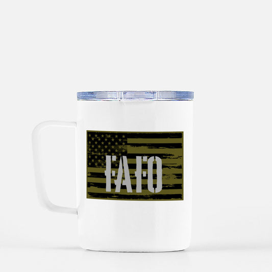 Travel Mug - "FAFO American Flag" (Olive Green)