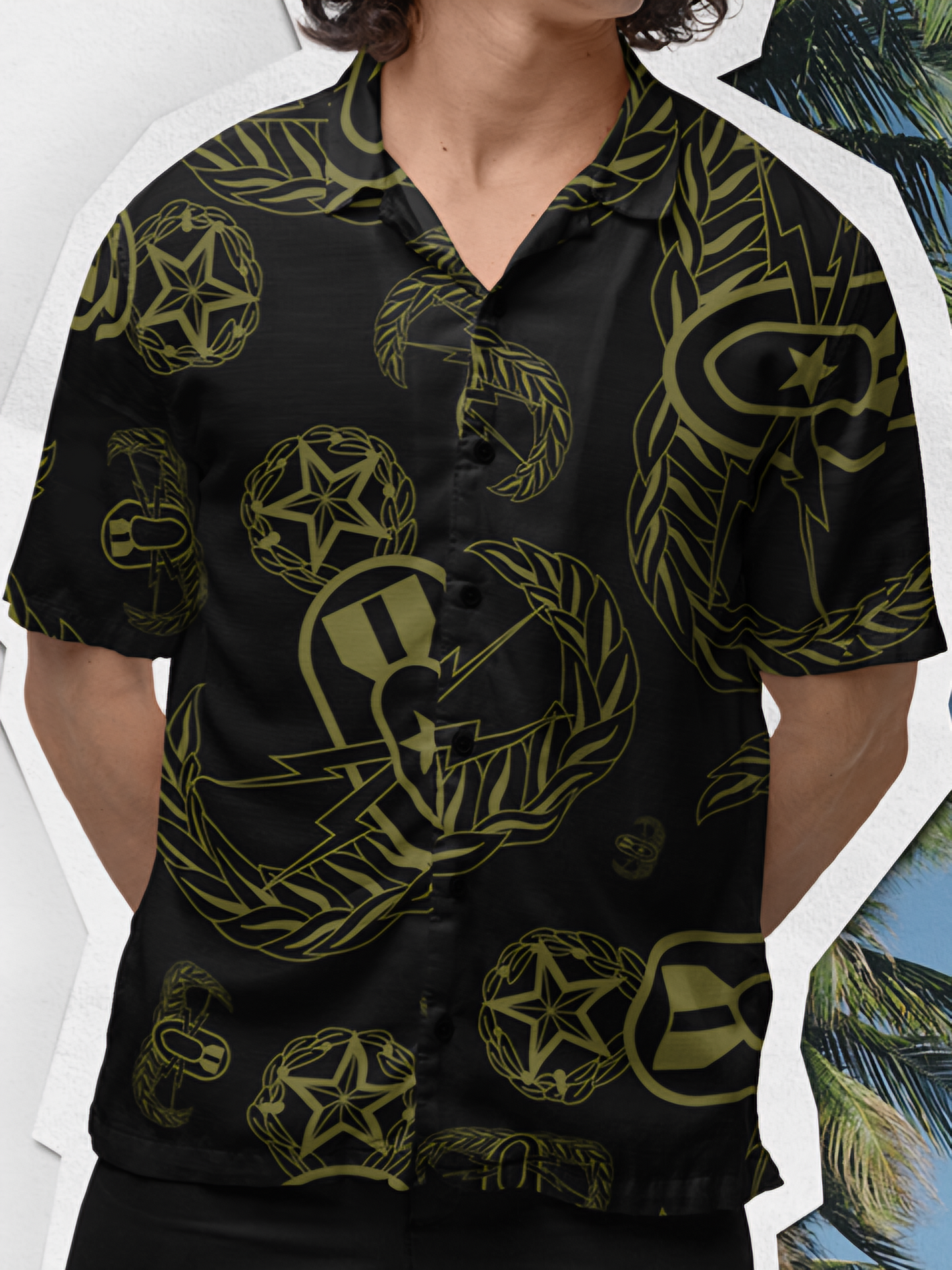 "OD Green on Black" EOD Hawaiian/Button-up Shirt