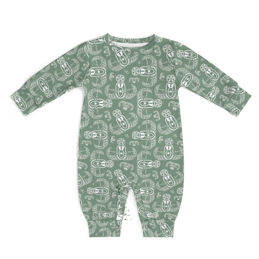 Baby Romper - "EOD Badges X 3" (White on Sage)
