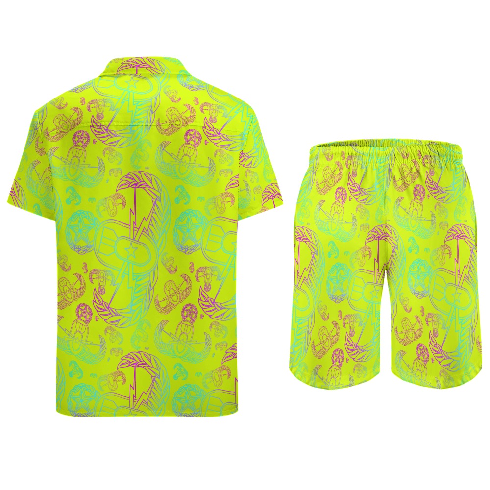 Leisure Beach Suit - "EOD Mixed Badges" (Rainbow on Yellow)
