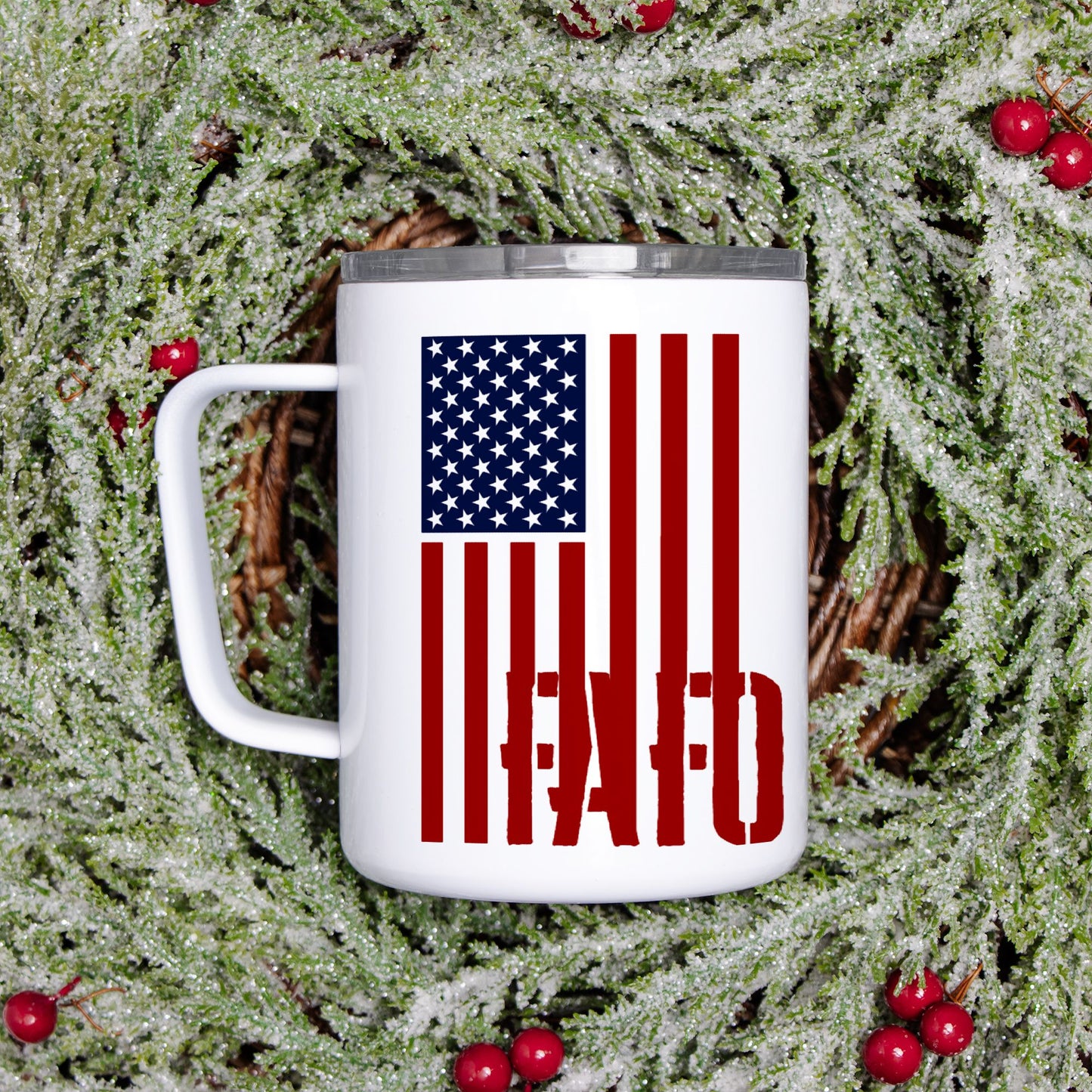 Travel Mug - "FAFO American Flag" (Vertical RWB)