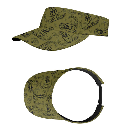 Sports Visor - "EOD Badges X 3" (Black on Olive)