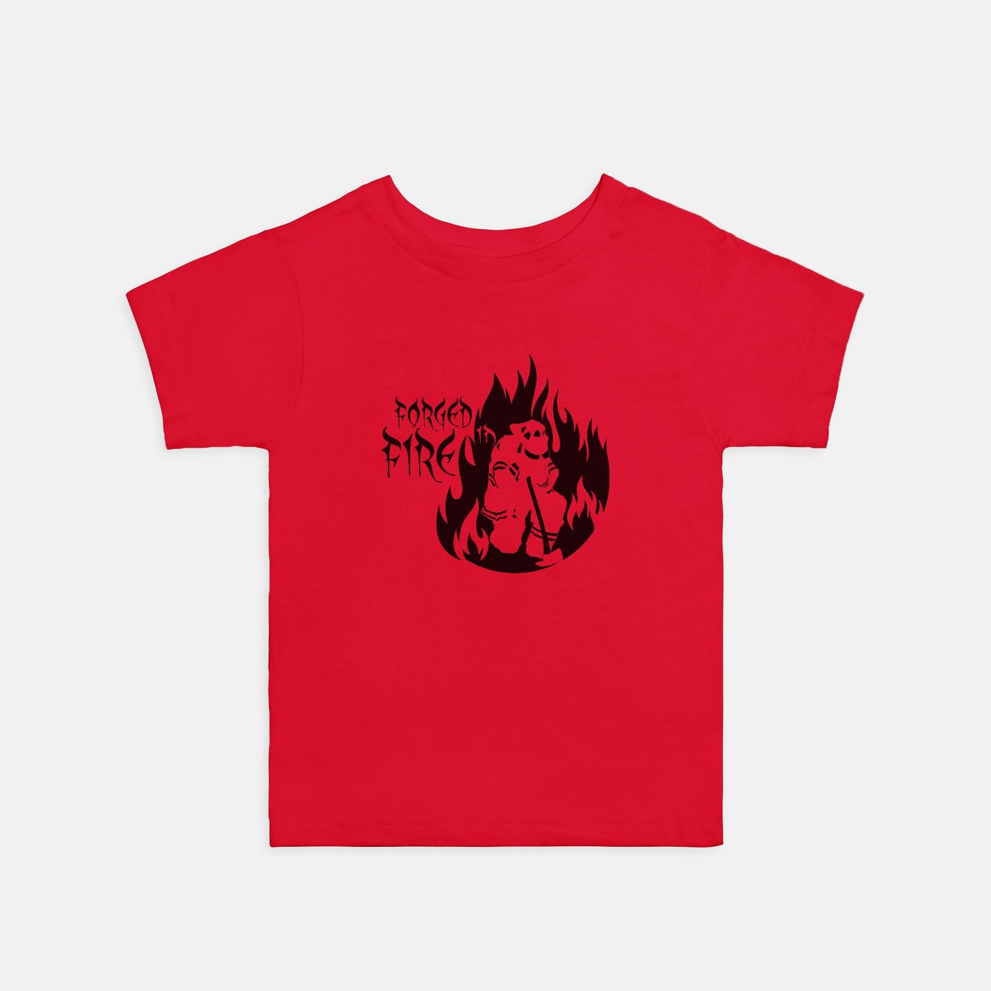 Toddler T-shirt - "Forged in Fire" (Black on Red)