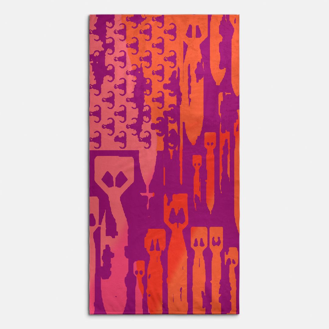 Beach Towel - "EOD Bomb Flag" Oranges and Pinks