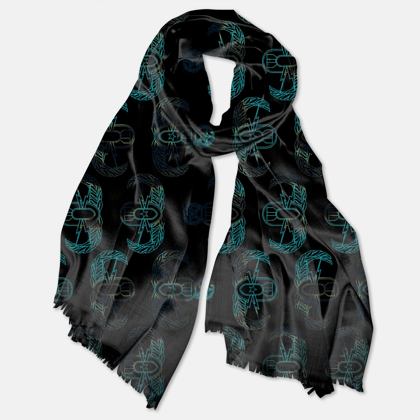 Pashmina Scarf - "EOD Burnt Badges" (Turquoise)