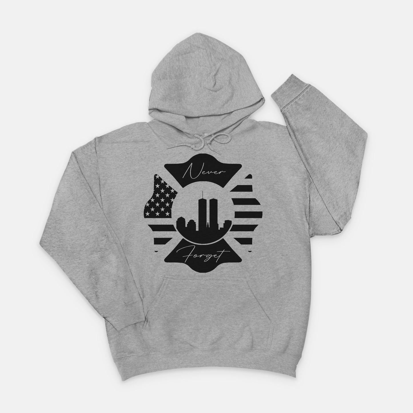 Hoodie - "Never Forget" (Black on Grey)