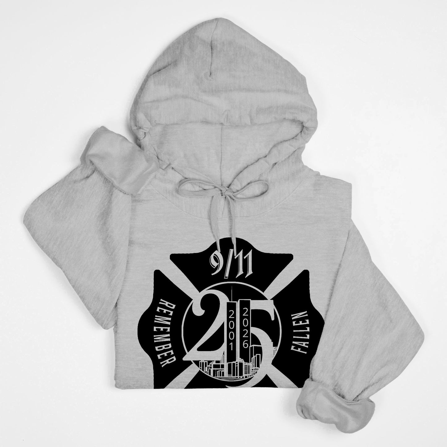 Hoodie - "Remember the Fallen"(Limited 9/11 25th Year Edition) (Black on Grey)
