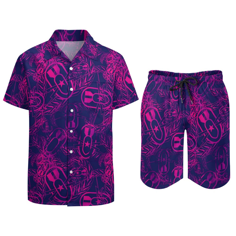 Leisure Beach Suit - "It's 5 o'clock Somewhere" (Pink on Purple)