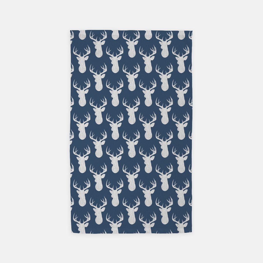 Hand Towel - "Wood Grain Deer" (Blue)