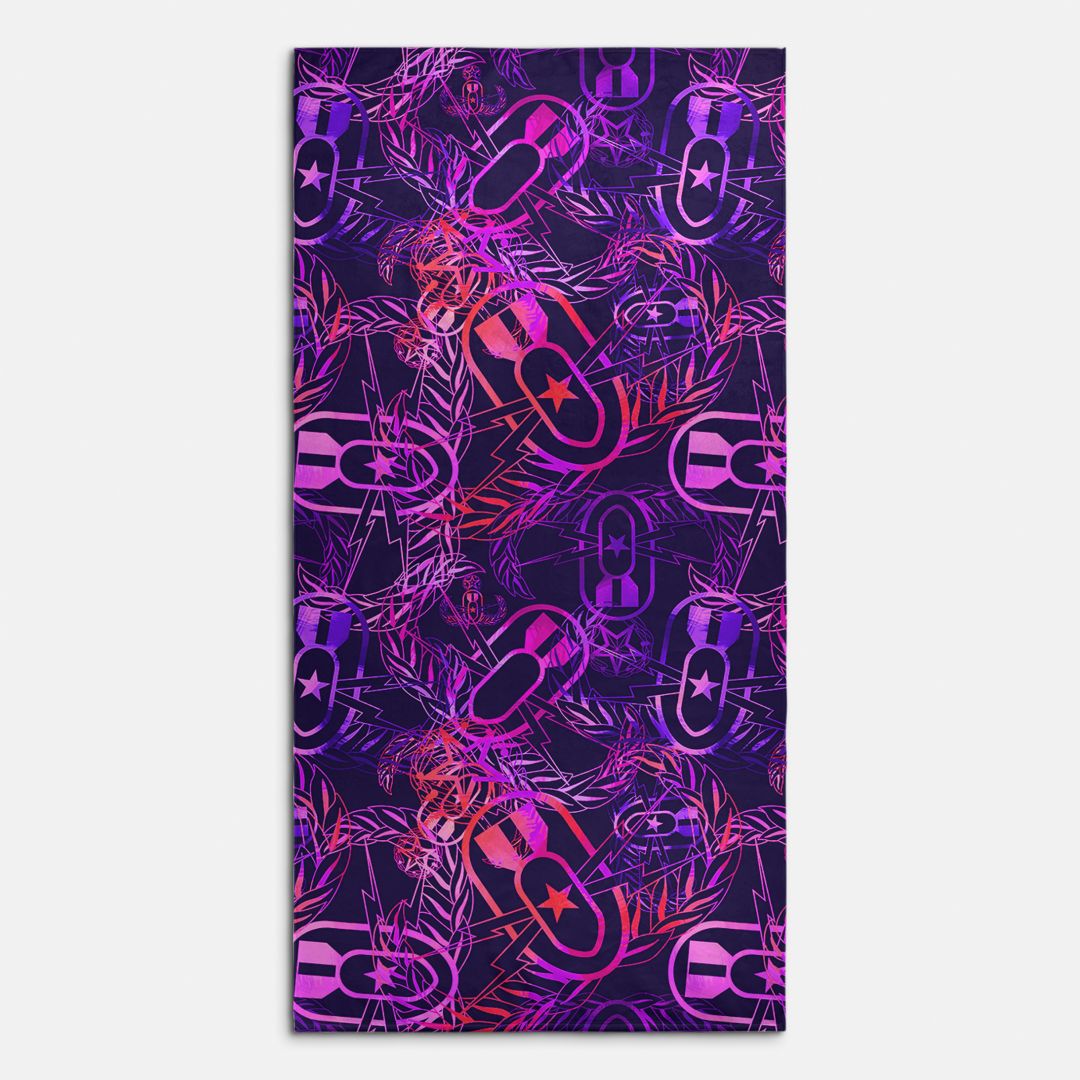 Beach Towel - "It's 5 o'clock Somewhere" Orange on Purple