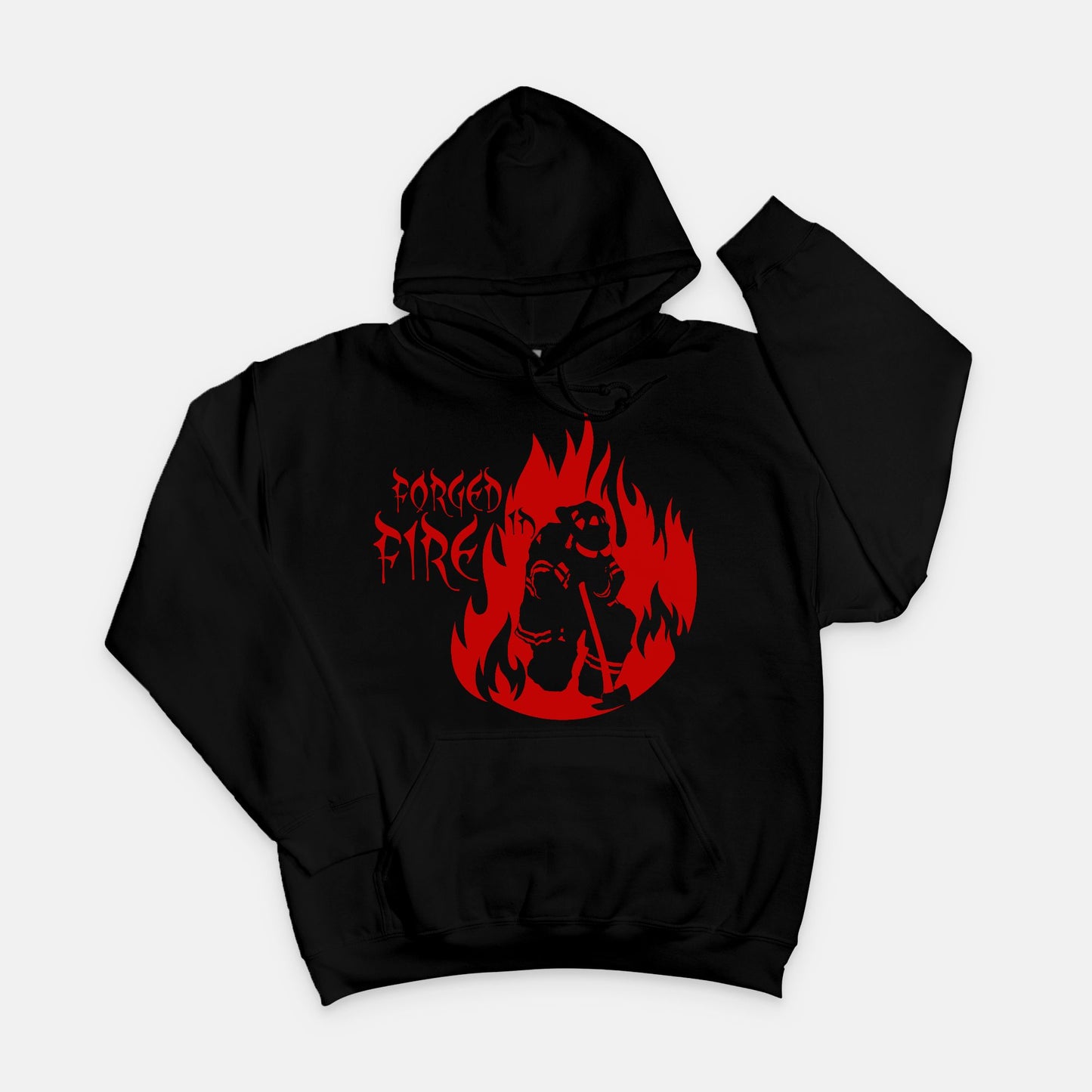 Hoodie - "Forged in Fire" (Red on Black)