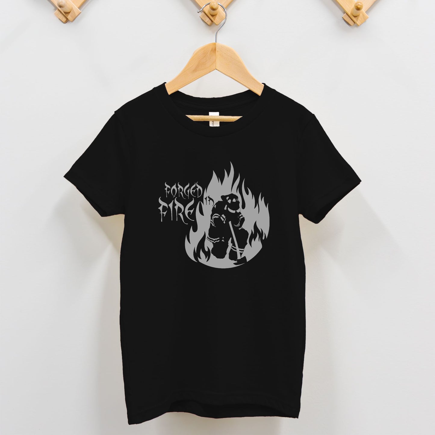 Toddler T-shirt - "Forged in Fire" (Grey on Black)