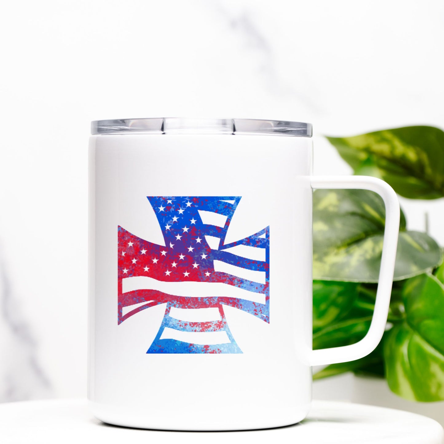 Travel Mug - "American Iron Cross Graffiti" (RWB)