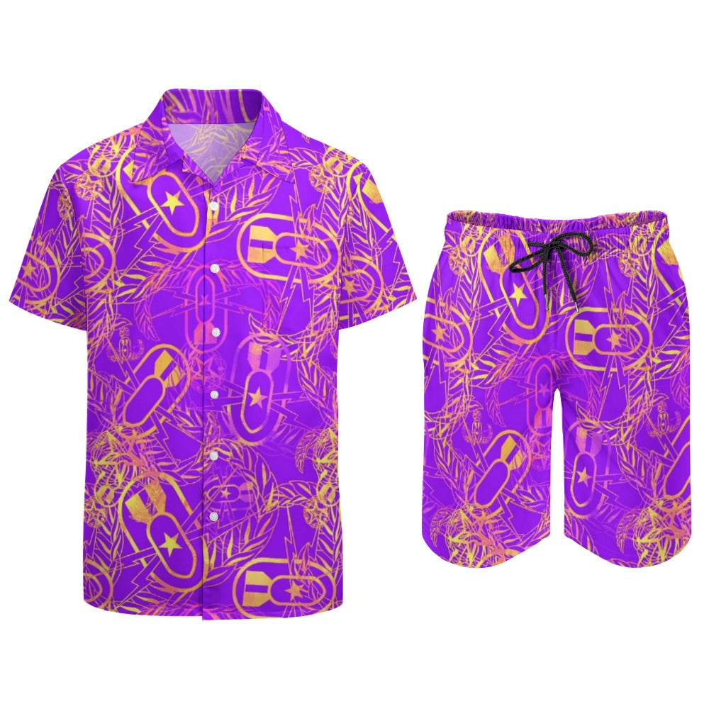 Leisure Beach Suit - "It's 5 o'clock Somewhere" (Yellow on Purple)