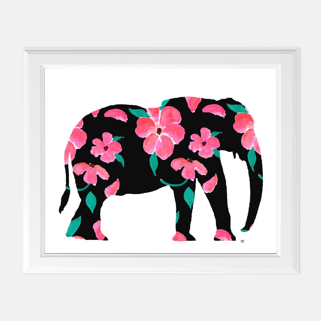 Print (8" x10") - "Pink Petal Elephant"