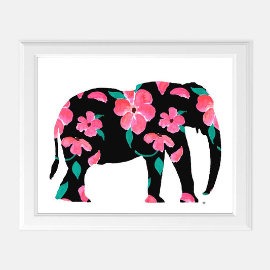 Print (8" x10") - "Pink Petal Elephant"