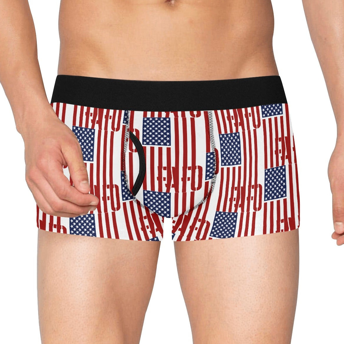 Men's Boxer Briefs with Fly - "FAFO American Flag" (Vertical RWB)