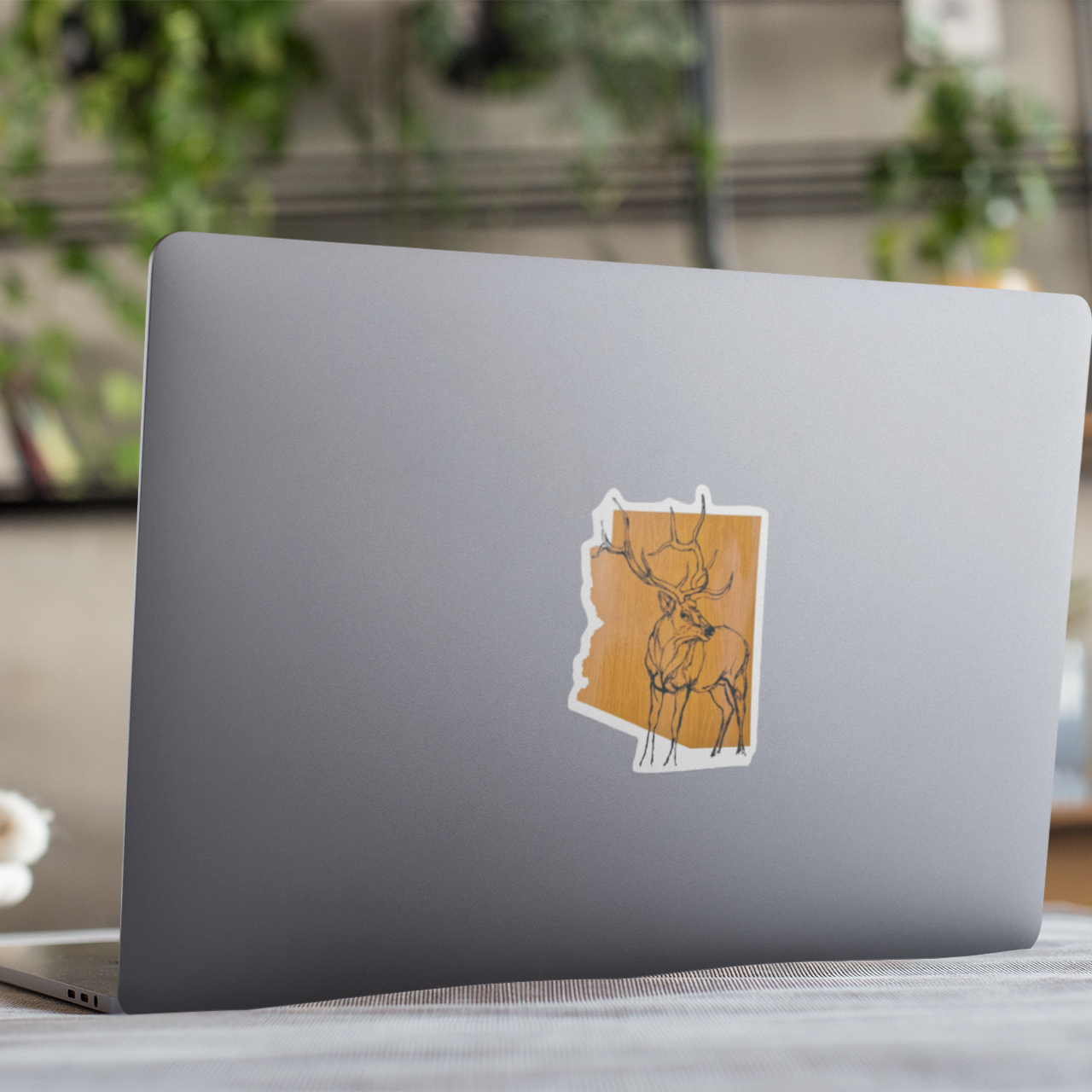Vinyl Sticker/Decal - "AZ Elk" (Woodgrain Gold)
