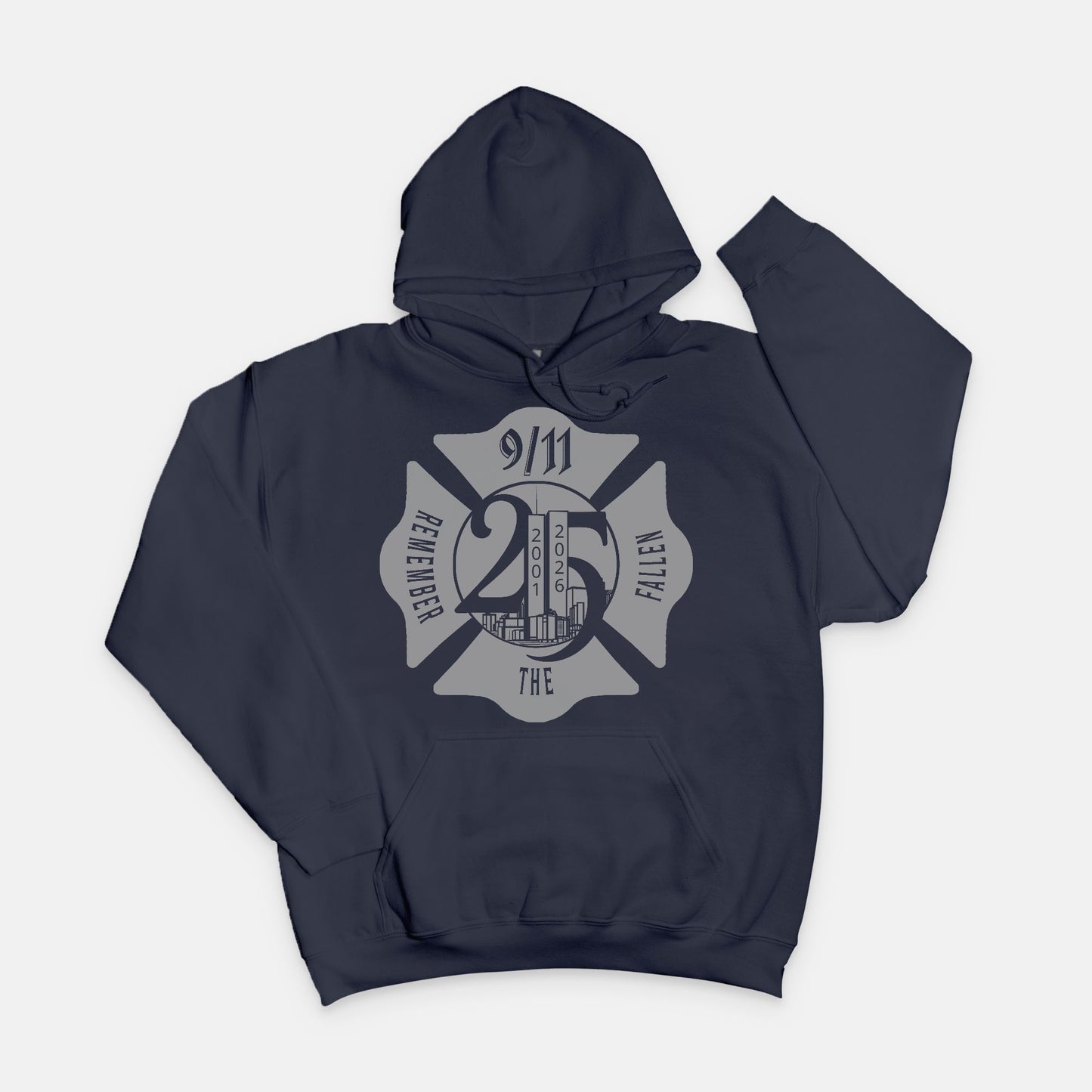 Hoodie - "Remember the Fallen"(Limited 9/11 25th Year Edition) (Grey on Navy)
