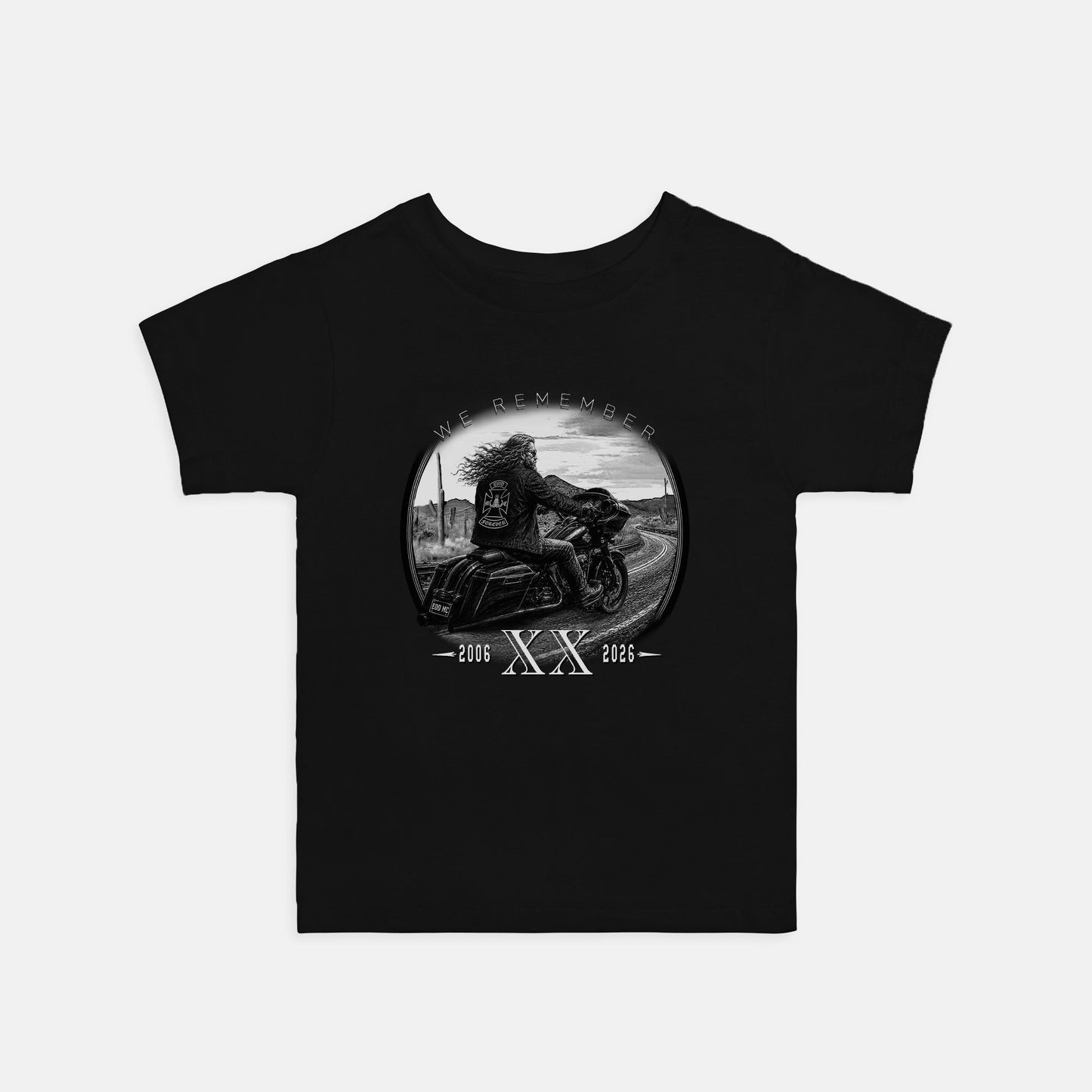 Toddler T-shirt - "EODMC 20 Years" (White on Black)