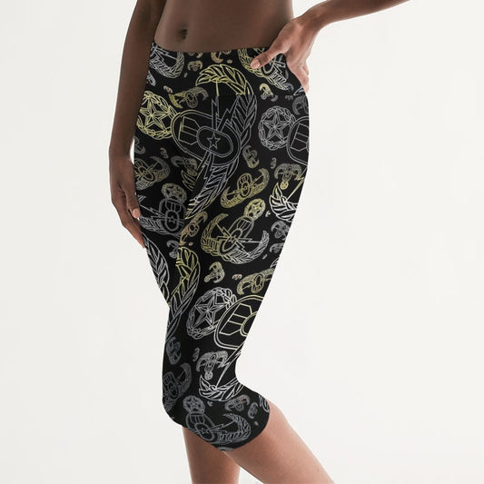 Mid-Rise Yoga Capris - "EOD Mixed Badges" (Faded Yellow)