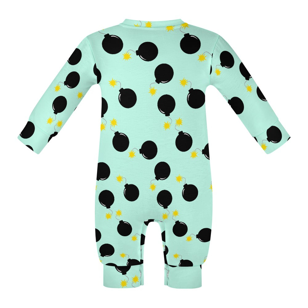 Baby Romper - "Old School Bombs" (Mint)