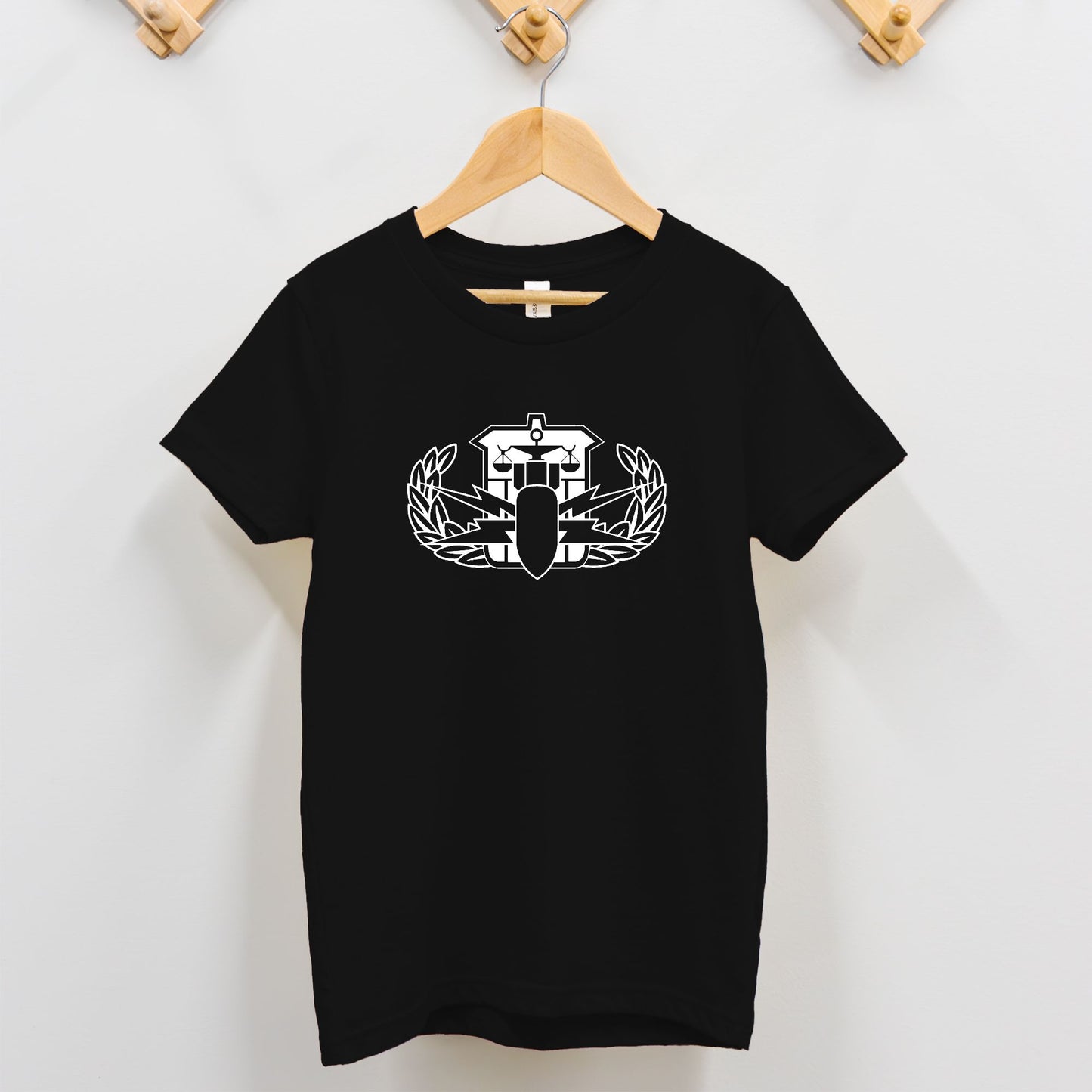 Toddler T-shirt - "HDS Badge" (White on Black)