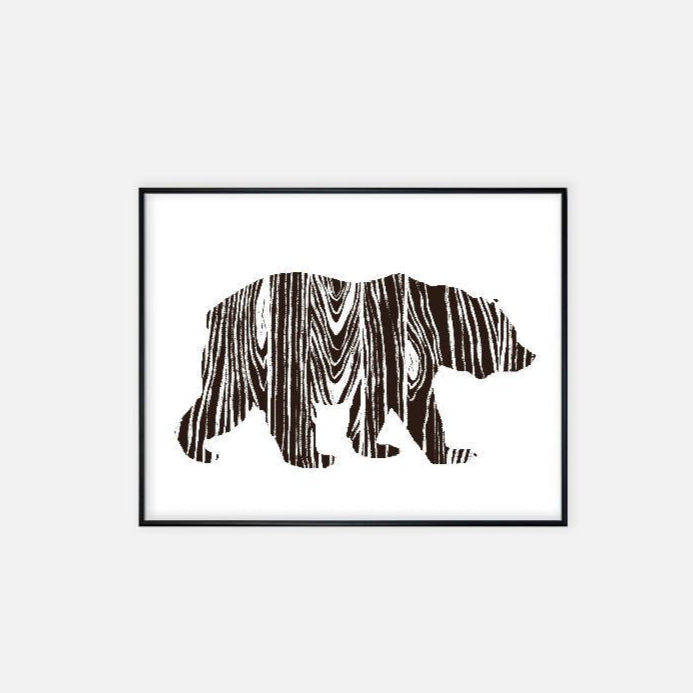Print (11" x 14") - "Wood Grain Bear" (Brown)